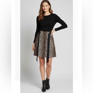 White House/Black Market Chic Animal Print A-Line Skirt